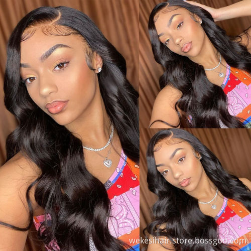 100 Brazilian Virgin Human Hair HD Lace Front Wig Pre Plucked 13*4 Cuticle Aligned Human Virgin Hair Wig Double Drawn Body Wave